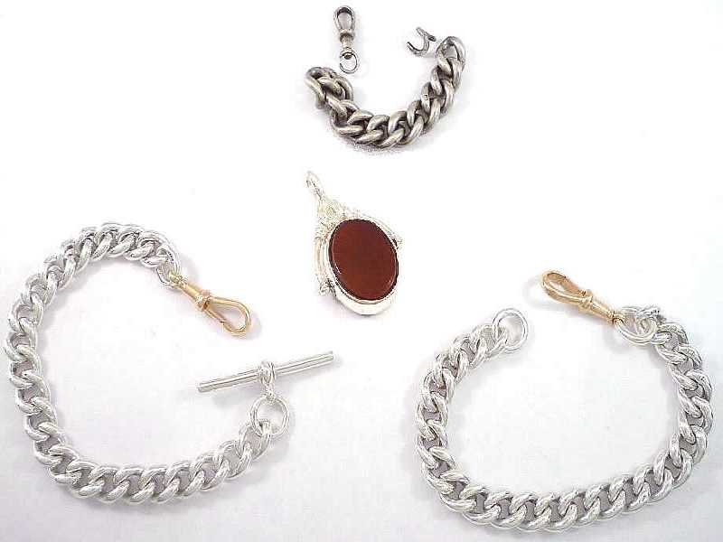 (16.2) SILVER AND 9CT CLASP, ALBERT BRACELETS